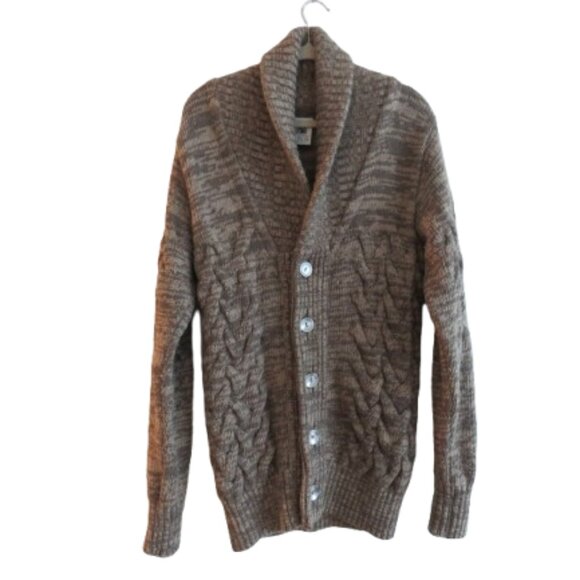 S.N.S. Herning Other - S.N.S. HERNING 100% Wool Shawl Collar Chunky Knit Fisherman Cardigan Men's Sz S